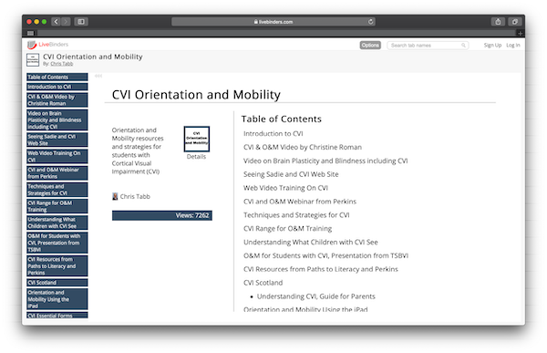 CVI Orientation Mobility Live Binder Project Image