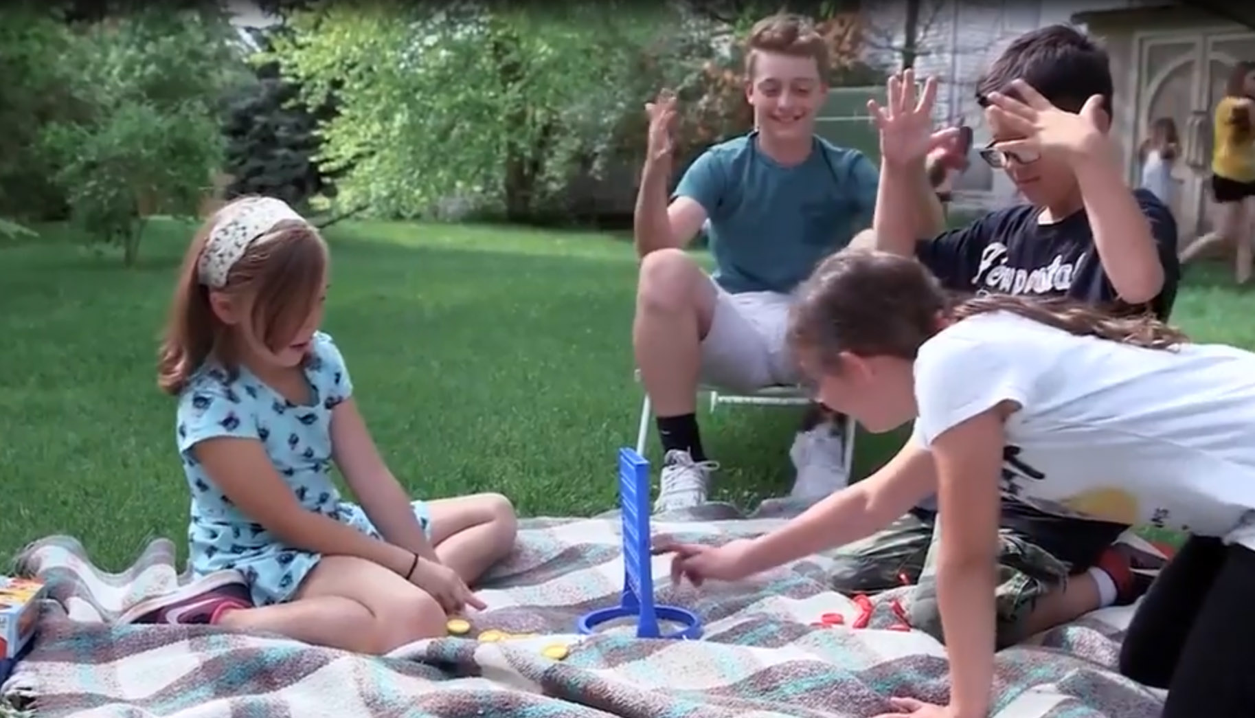 A group of children playing a a game