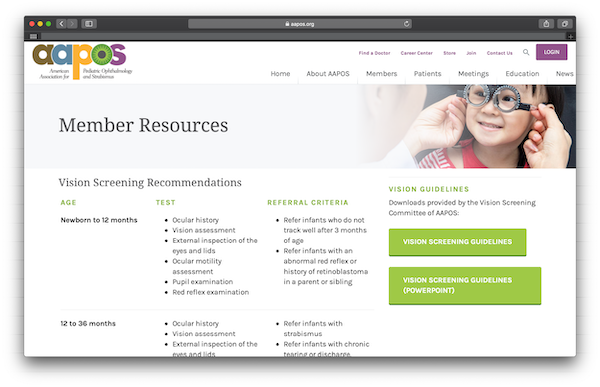 Vision Screening Recommendations Project Image