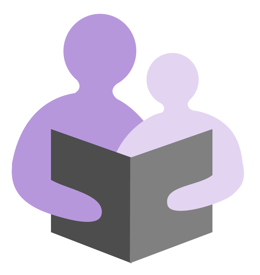 two figures reading a book